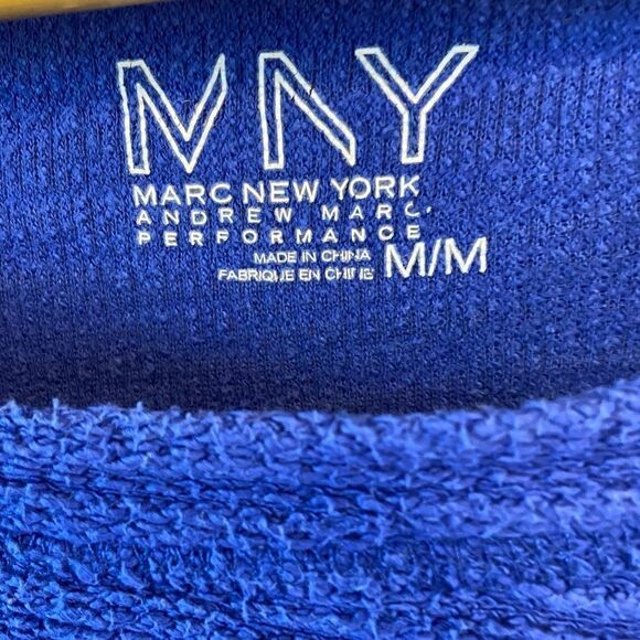 MARC NEW YORK Cobalt Blue Waffle Scoop Neck 3/4 Sleeve Cropped Top M - Picture 6 of 8